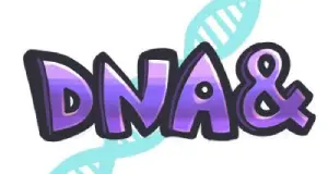 A logo created for the podcast. This has the words DNA& in big letters with a double helix behind them.